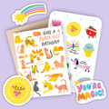 Card & Sticker Sheet Set - Cat Birthday Purr