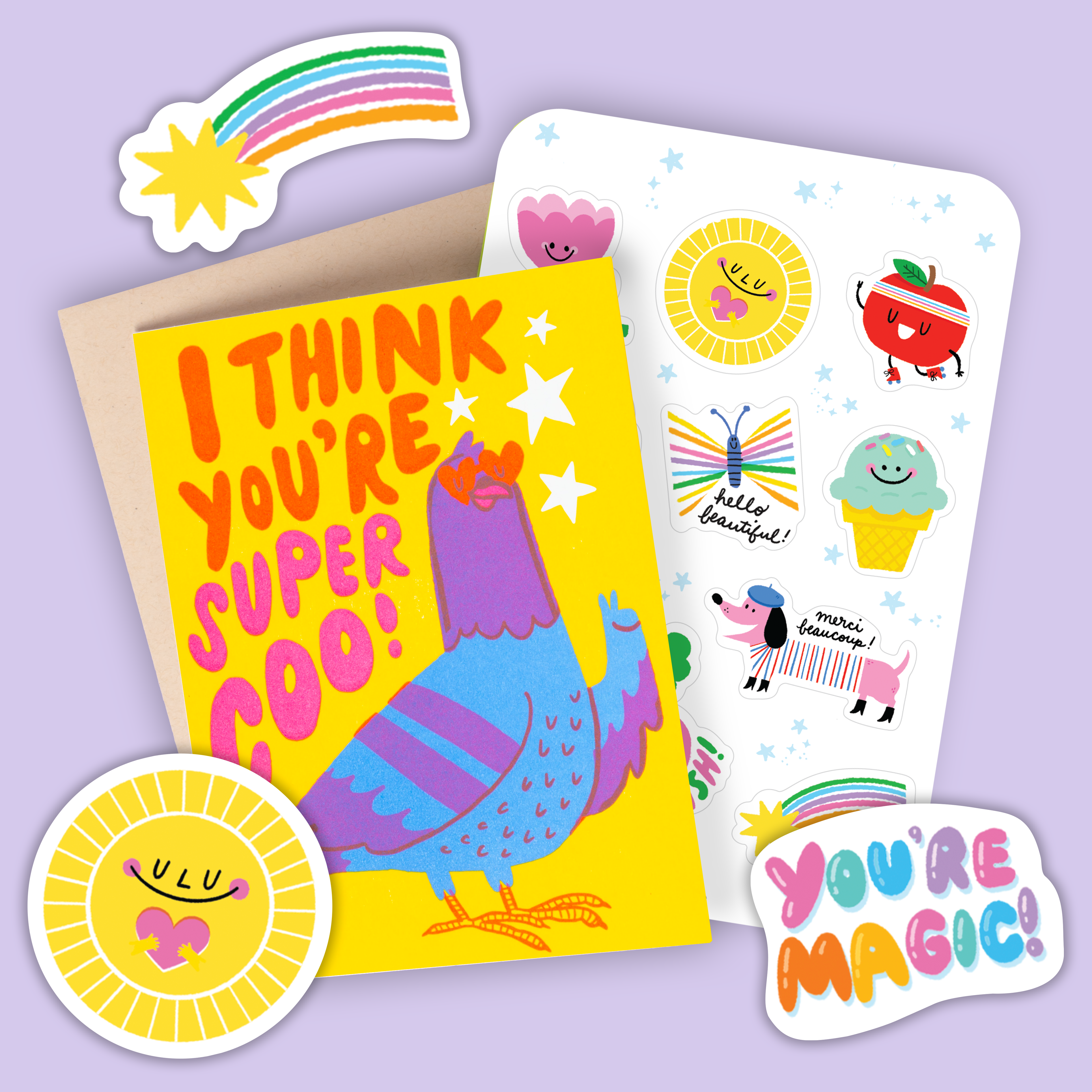 Card & Sticker Sheet Set - Coo Pigeon