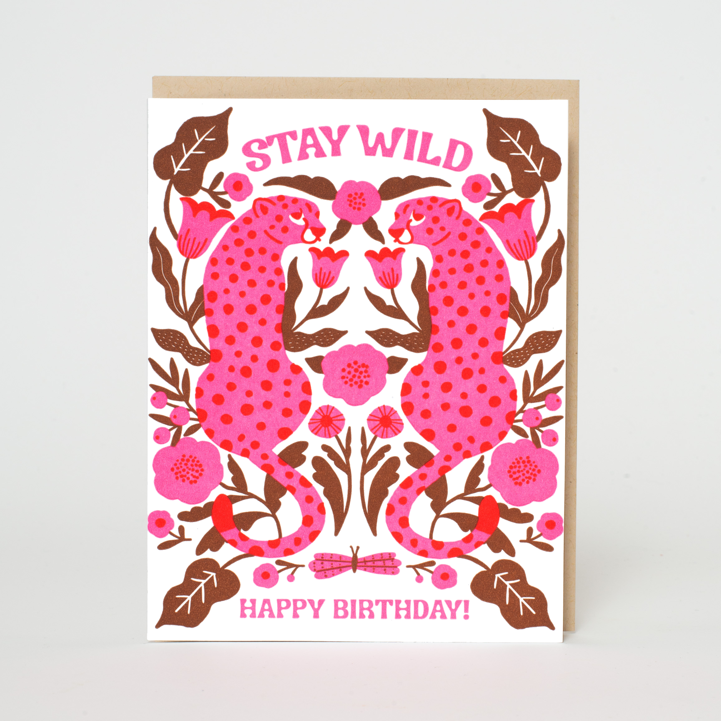 Stay Wild Leopards Birthday Letterpress Greeting Card