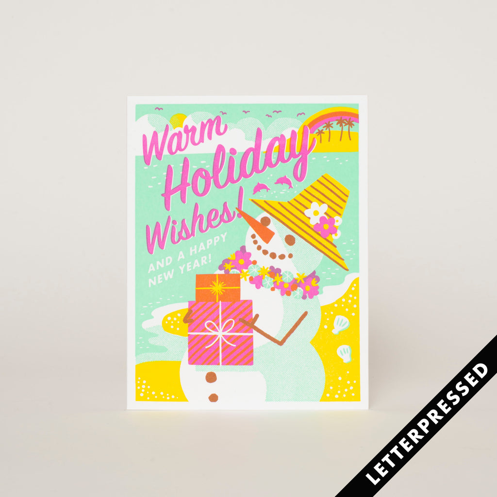 Tropical Snowman Holiday Card