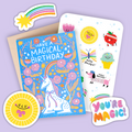 Card & Sticker Sheet Set - Unicorn Bday