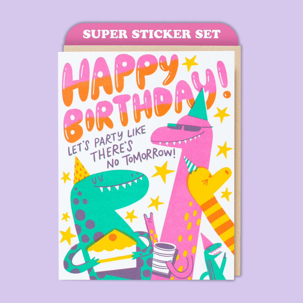 Card & Sticker Sheet Set - Dino Party