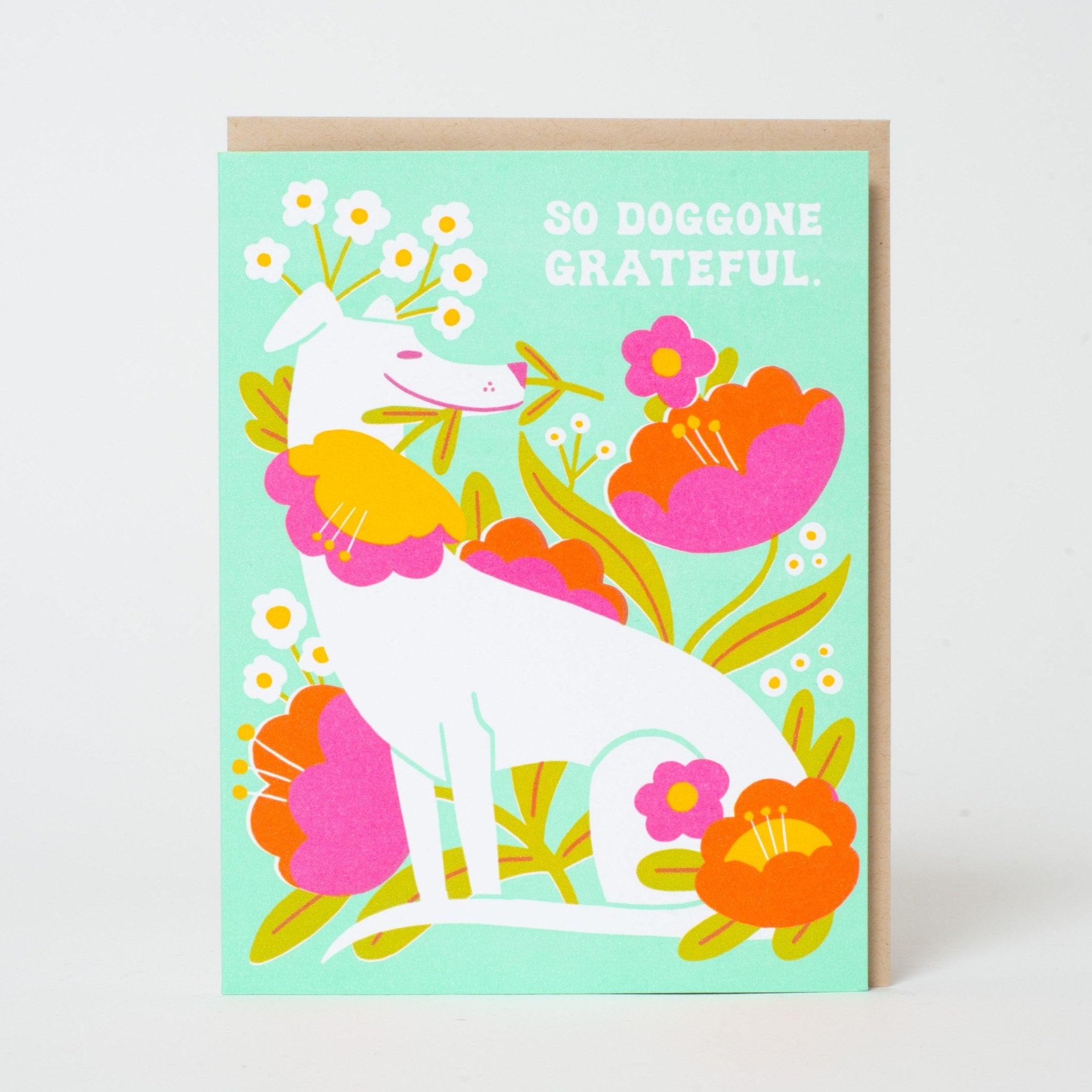 Doggone Grateful Dog Thanks Letterpress Greeting Card