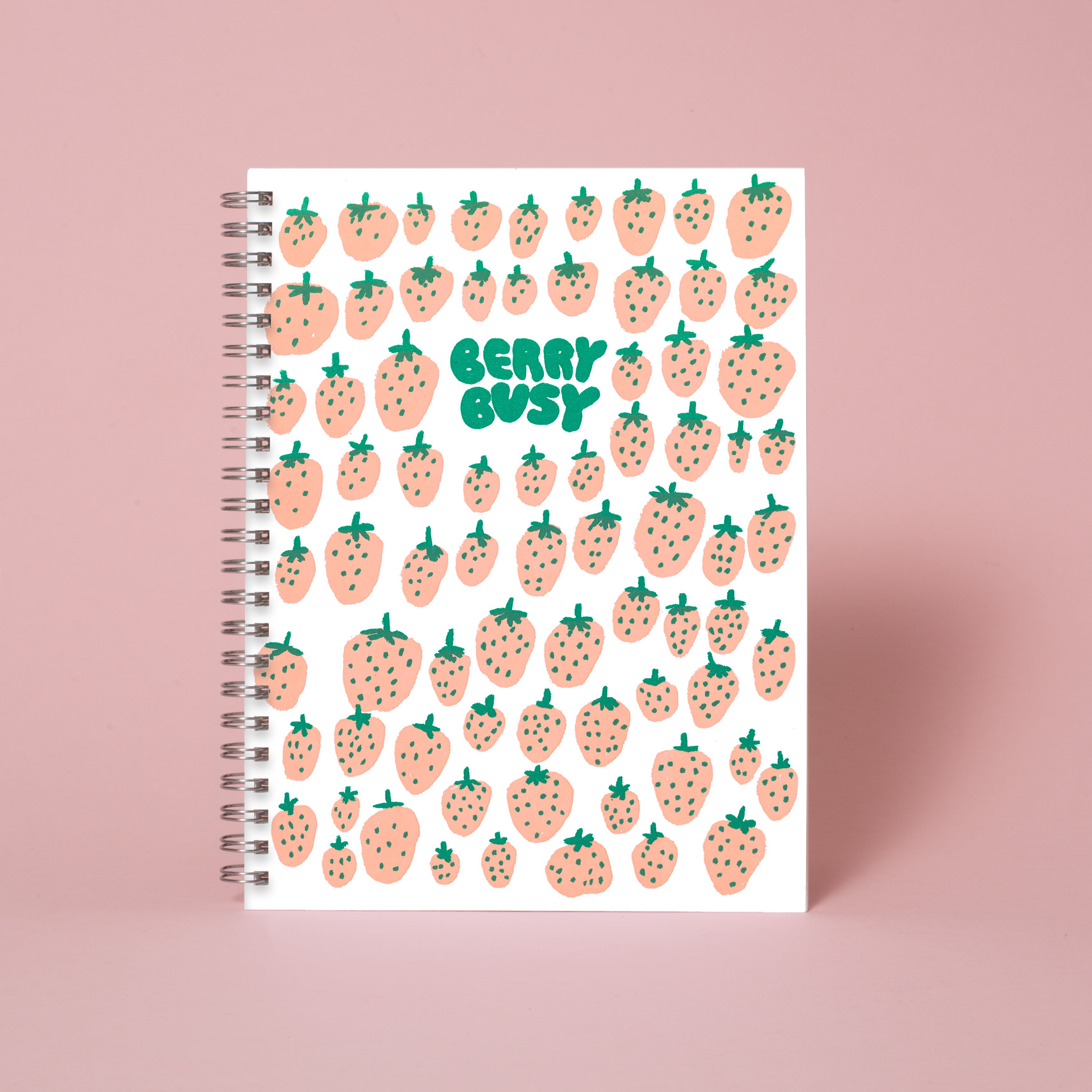 6 x 8" Spiral Blank Notebook - Berry Busy Strawberry