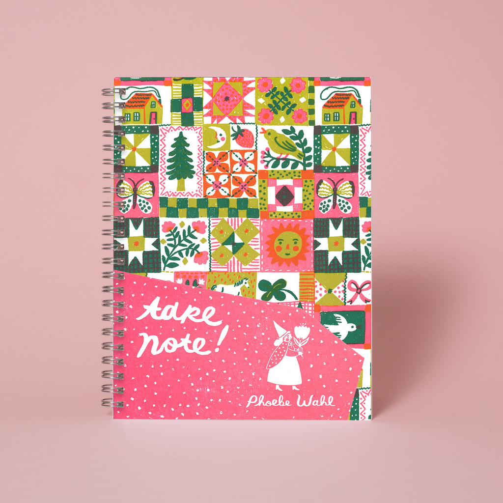 6 x 8" Spiral Blank Notebook - Folk Quilt