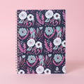 Blue & Purple Floral Pattern 6x8" Spiral Notebook Blank