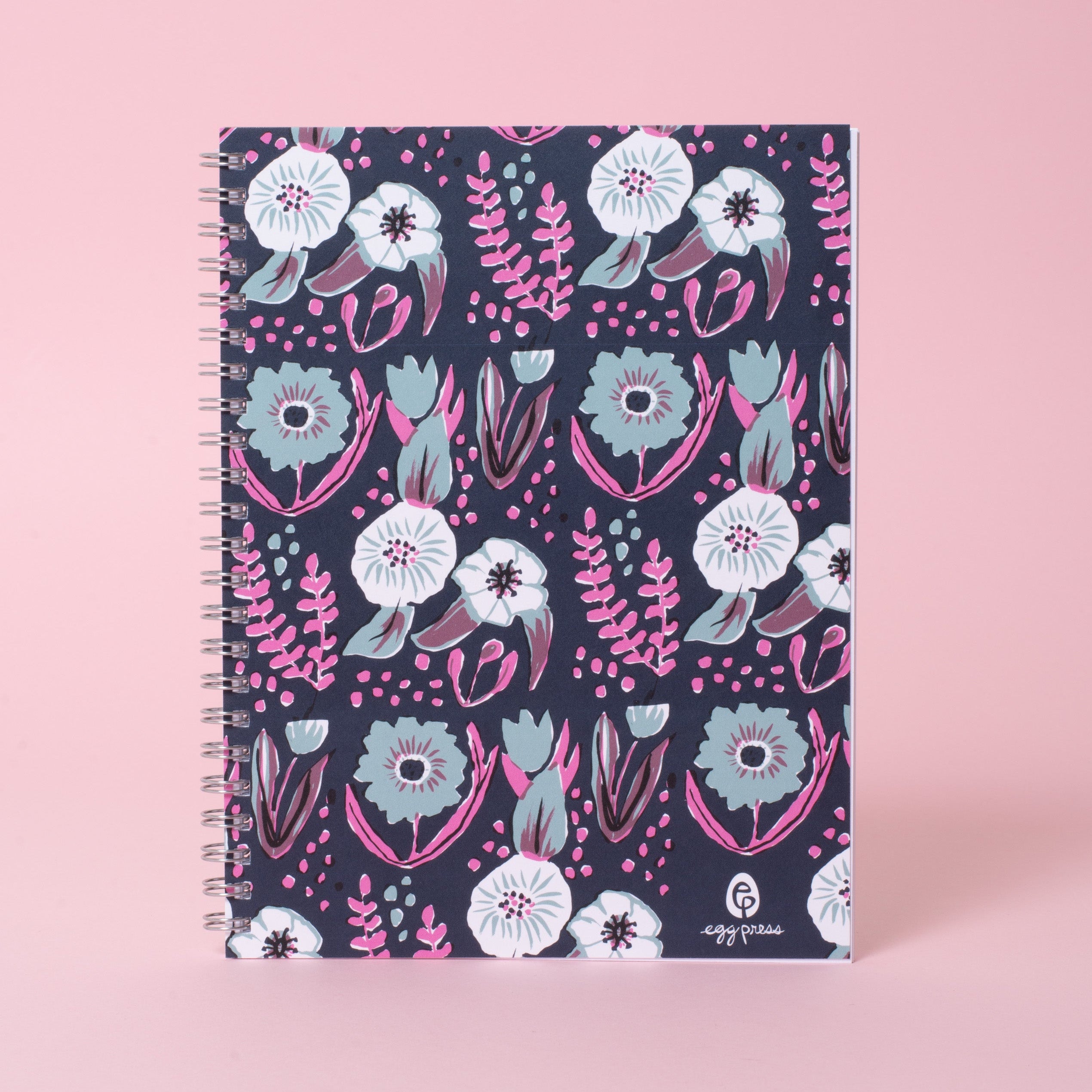 Blue & Purple Floral Pattern 6x8" Spiral Notebook Blank