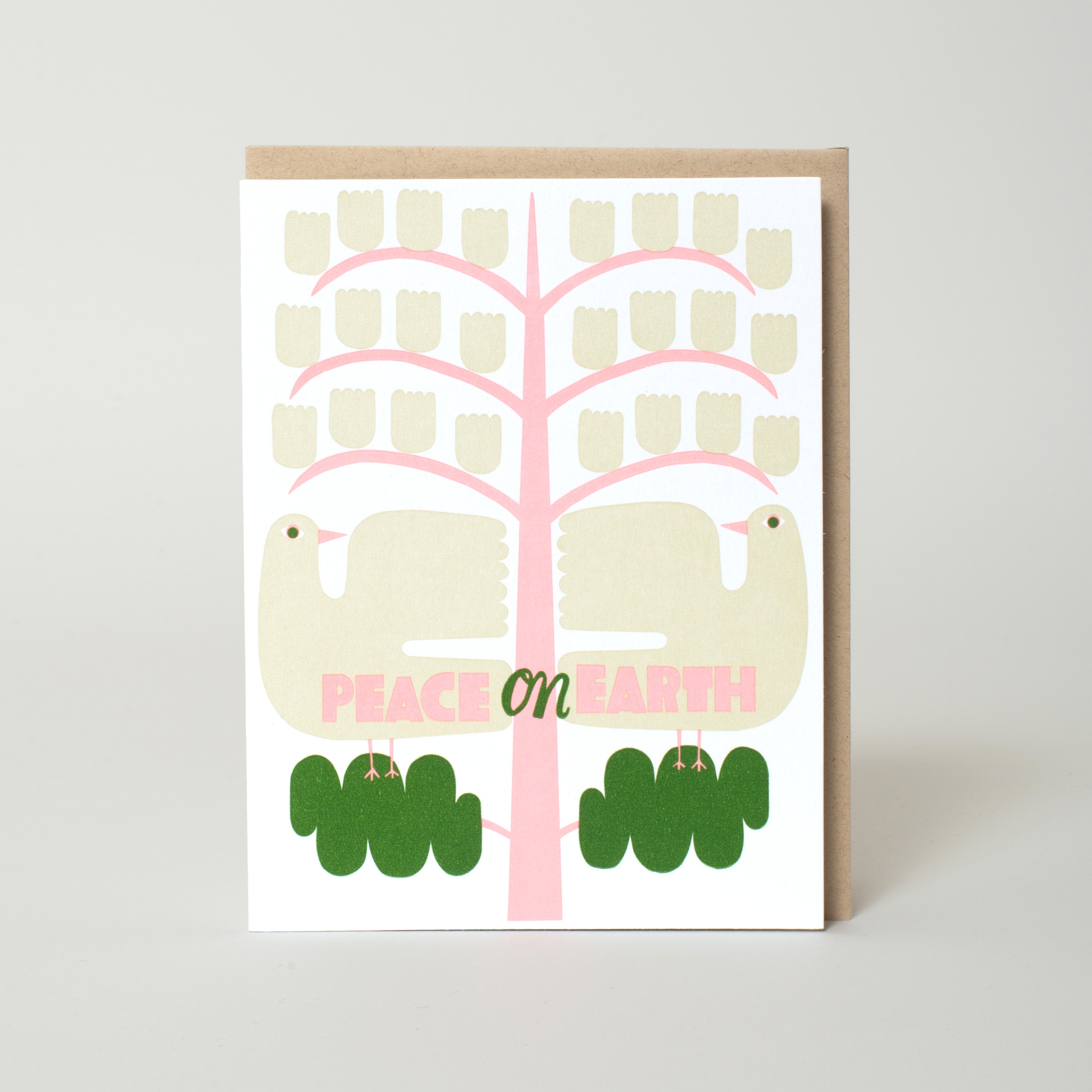 Holiday Peace Doves Letterpress Greeting Card