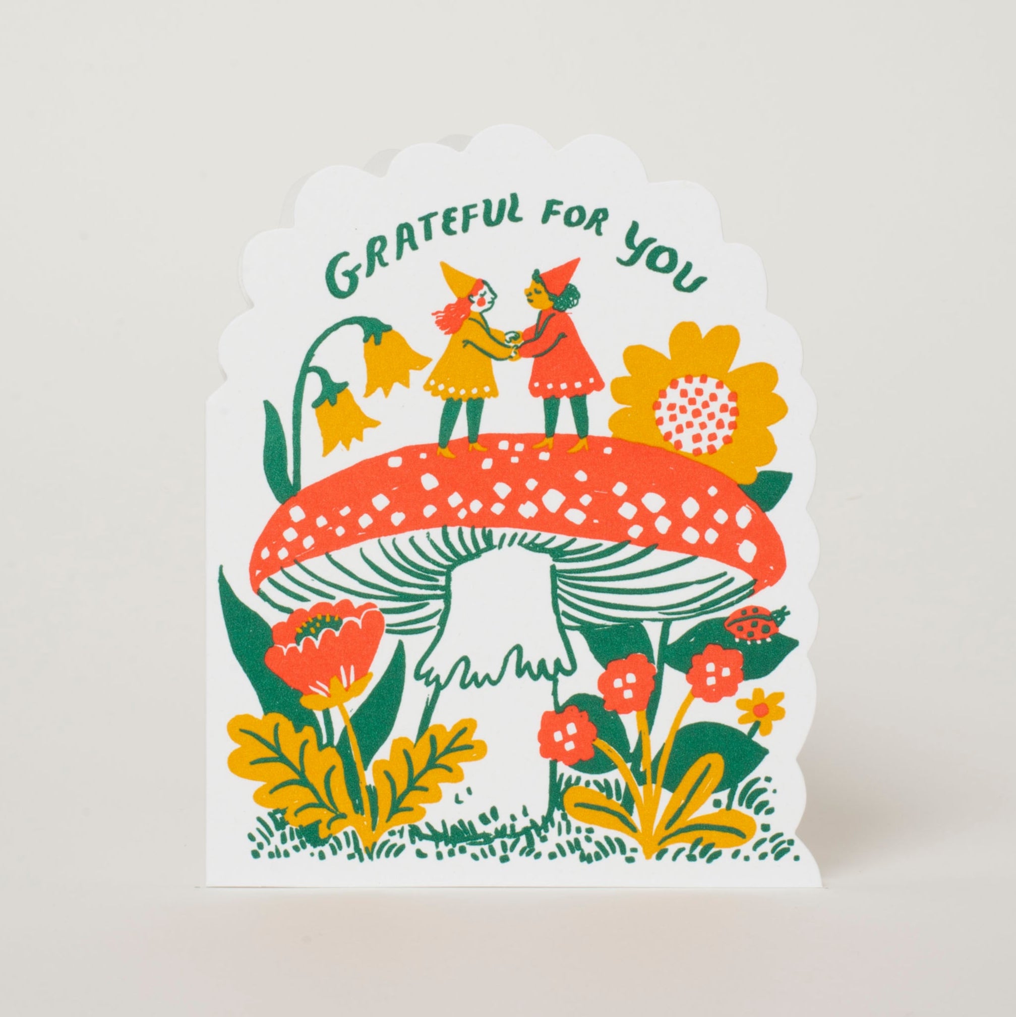 Grateful for You Gnomes Friendship Letterpress Greeting Card