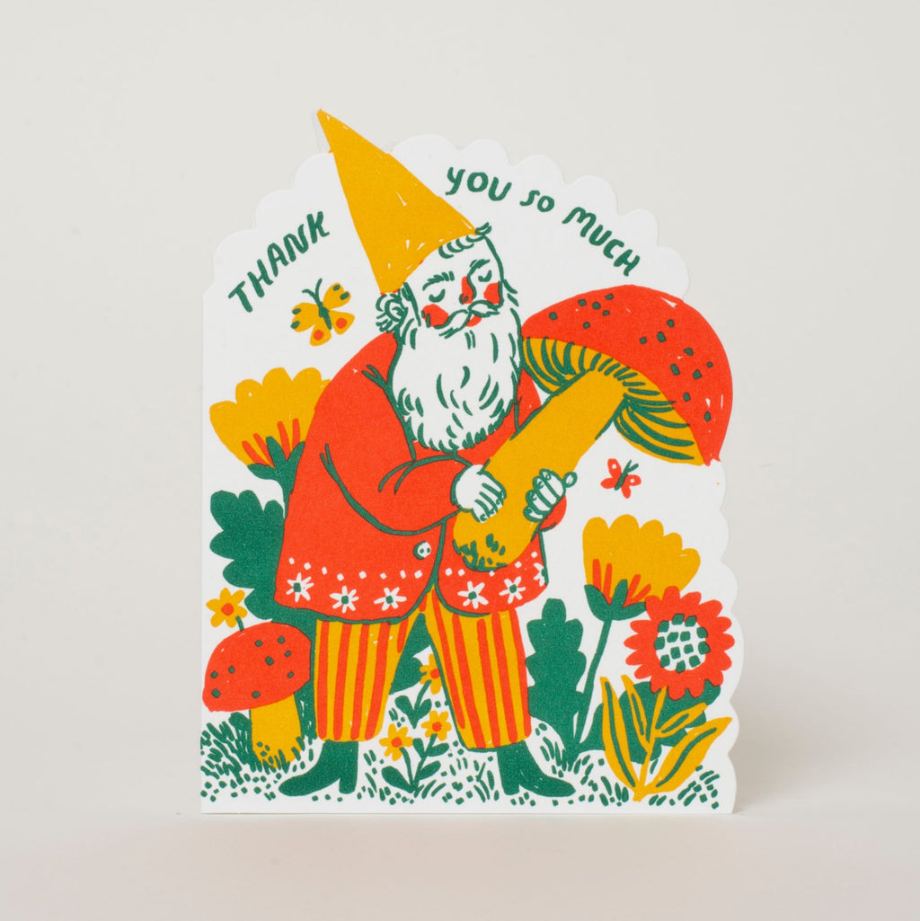 Thank You Gnome Die-cut Letterpress Greeting Card