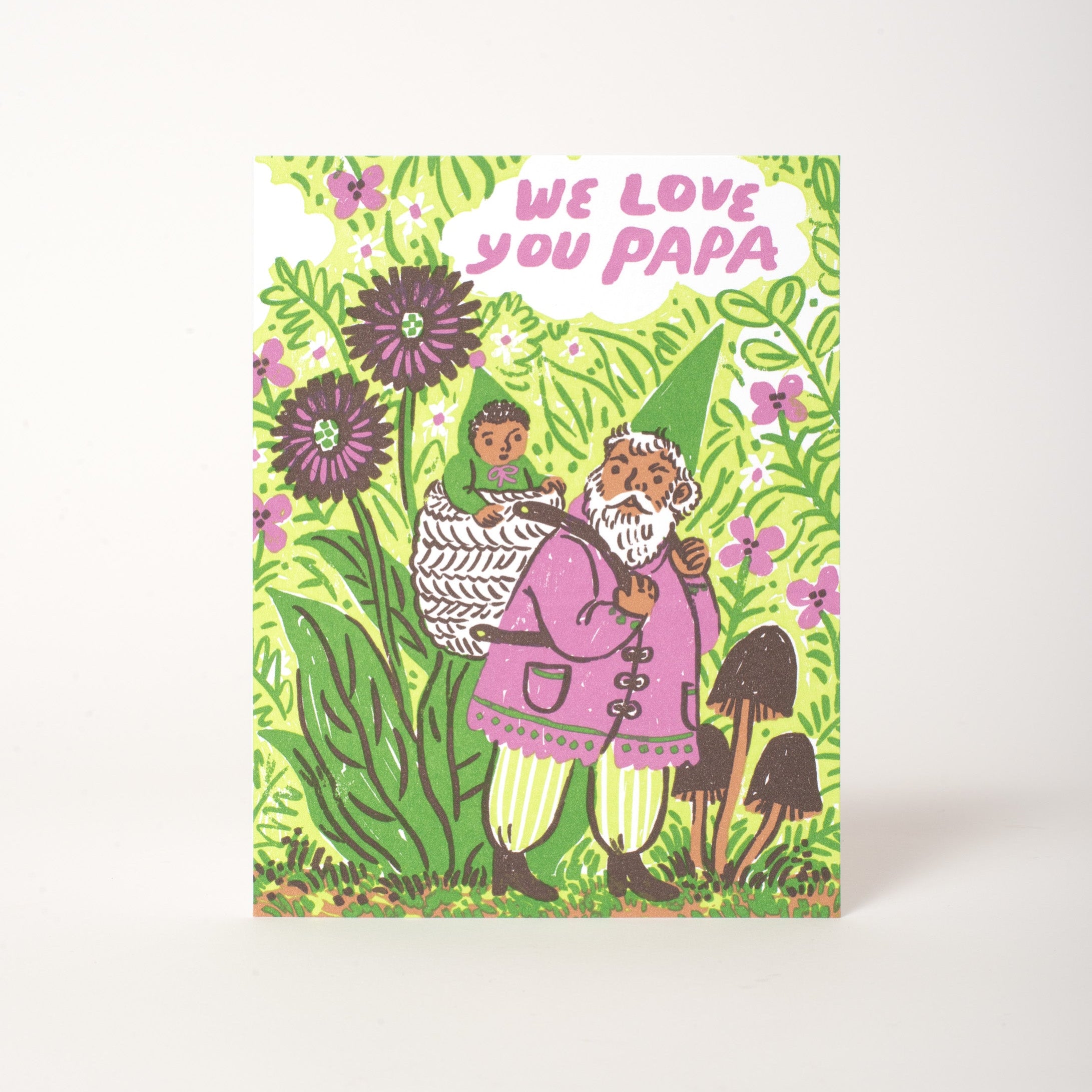 Love You Papa Gnome Father's Day Letterpress Greeting Card