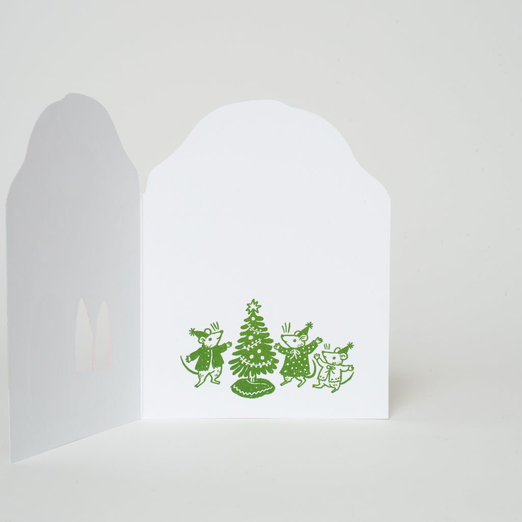 Mushroom Mouse House Holiday Card