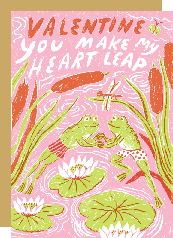Frog Valentine Mini Letterpress Greeting Card by Phoebe Wahl