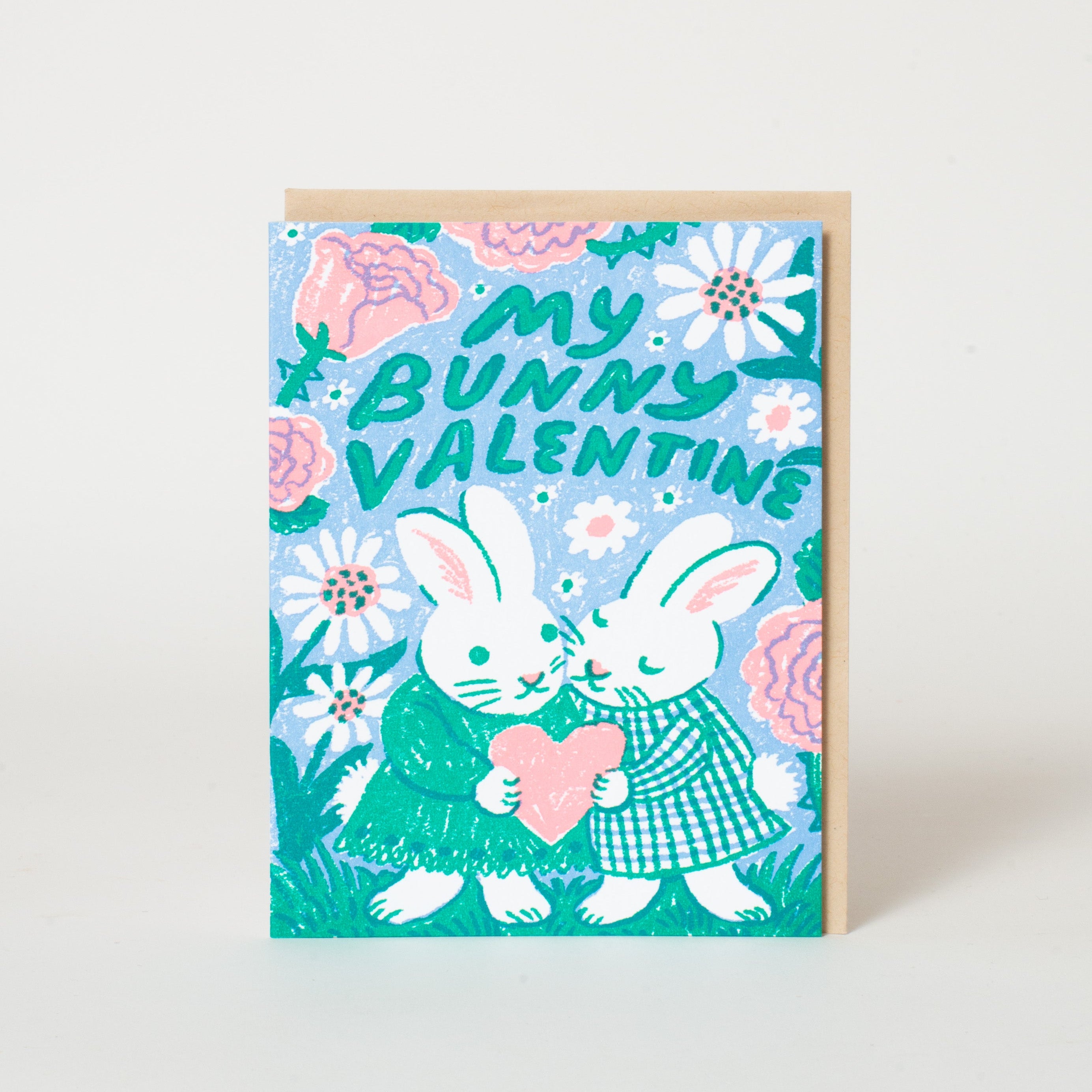 Bunny Valentine Letterpress Greeting Card