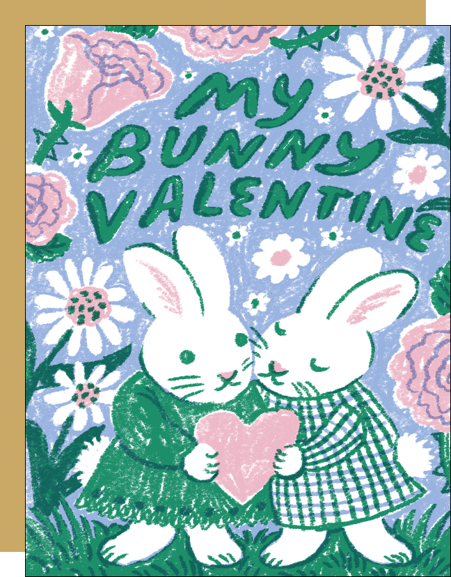 Bunny Valentine Letterpress Greeting Card