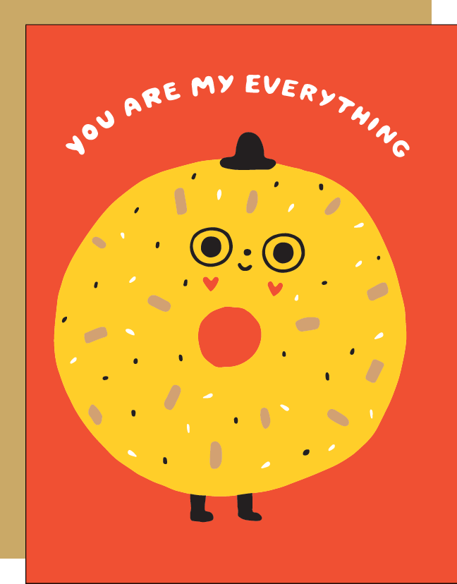 Everything Bagel Love Letterpress Greeting Card