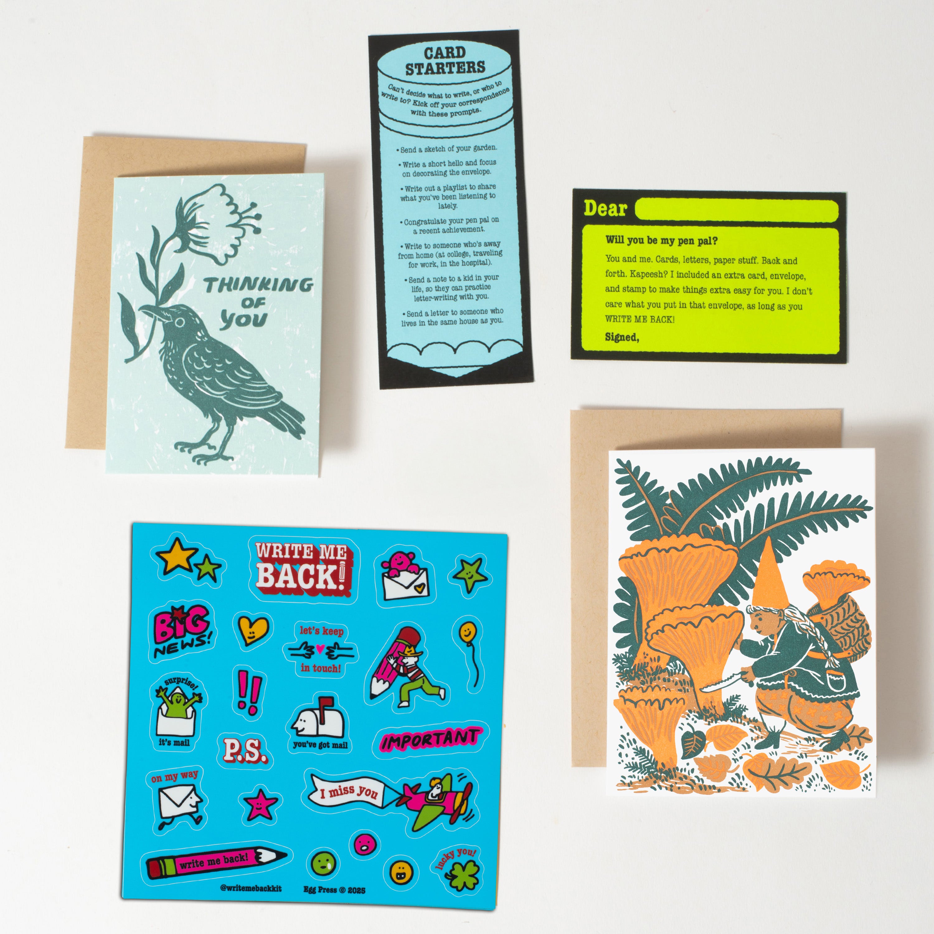 Write Me Back! Pen Pal Kit (Mushroom & Crow)