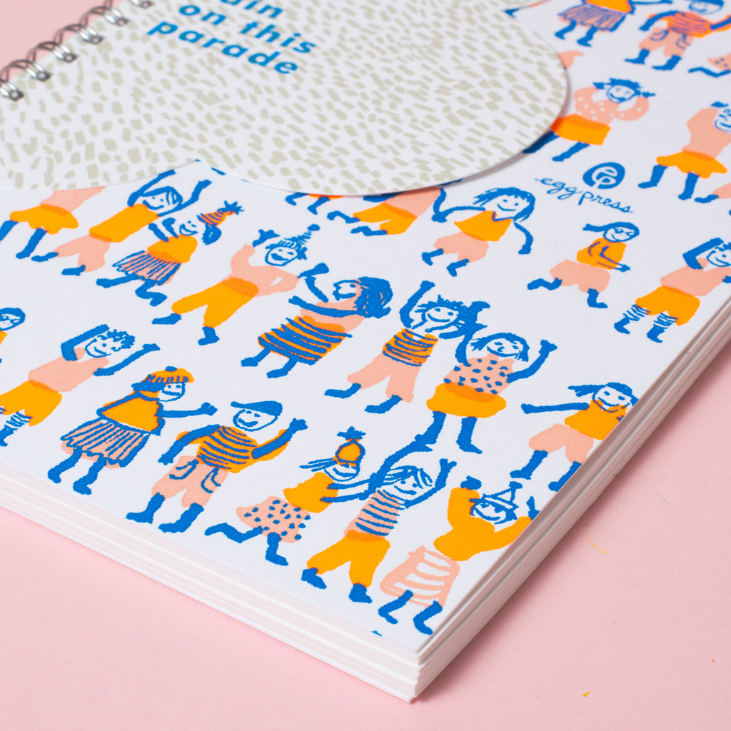 6 x 8" Spiral Blank Notebook - Rainy Day Parade