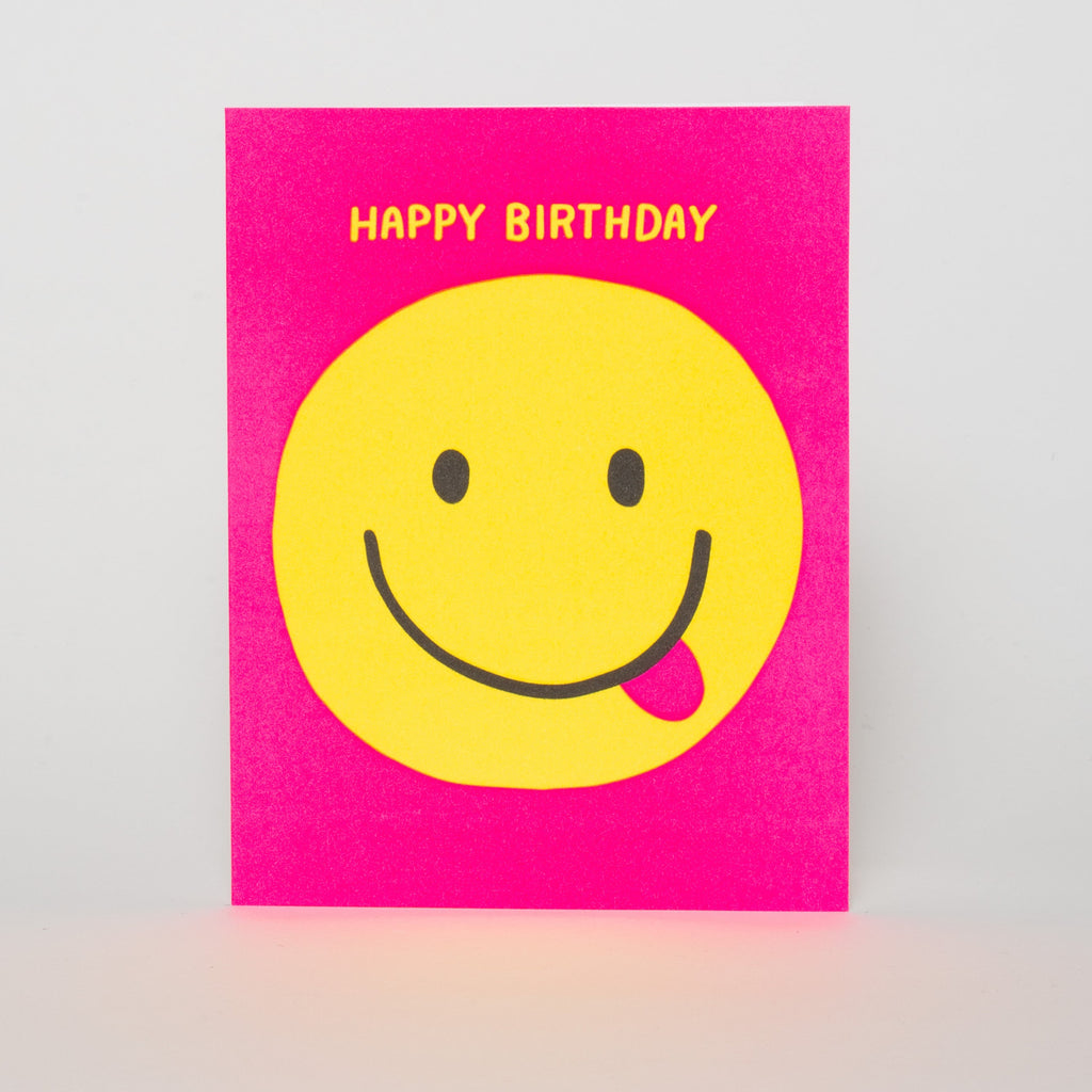 Happy Birthday Smiley Letterpress Greeting Card