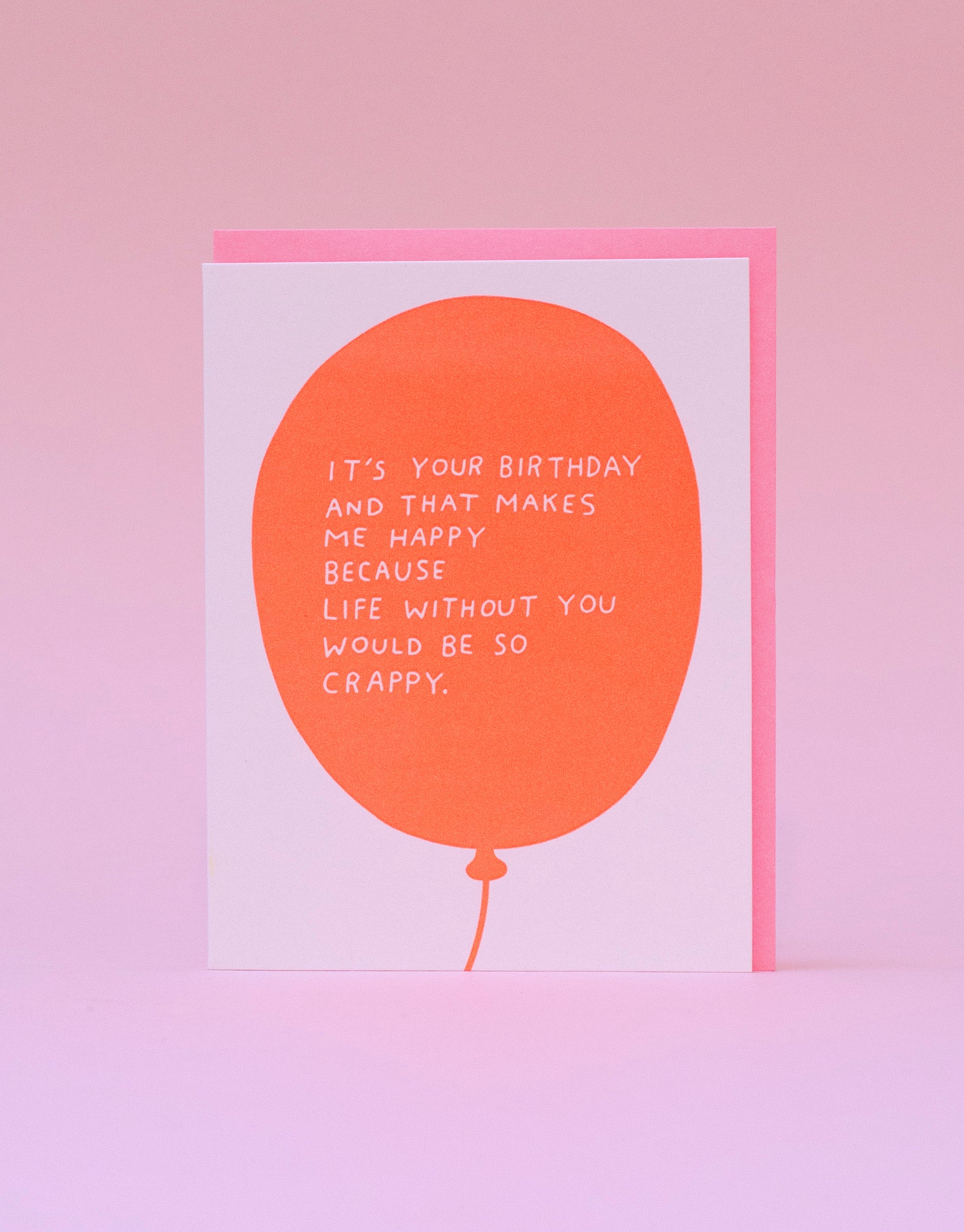 Birthday Balloon Funny Letterpress Greeting Card