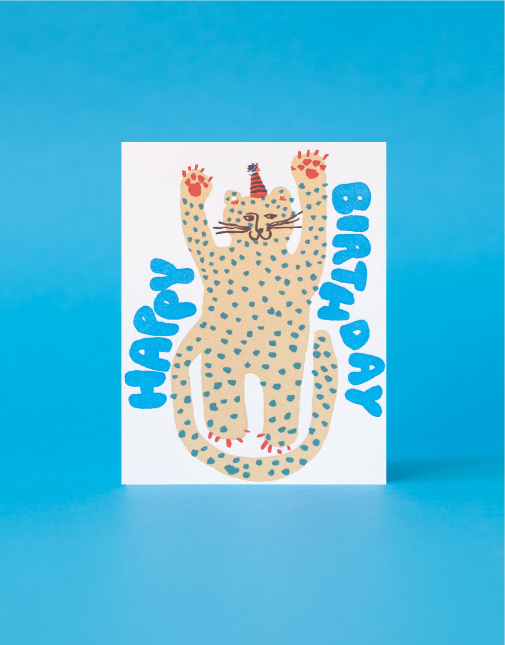 Party Cheetah Birthday Letterpress Greeting Card