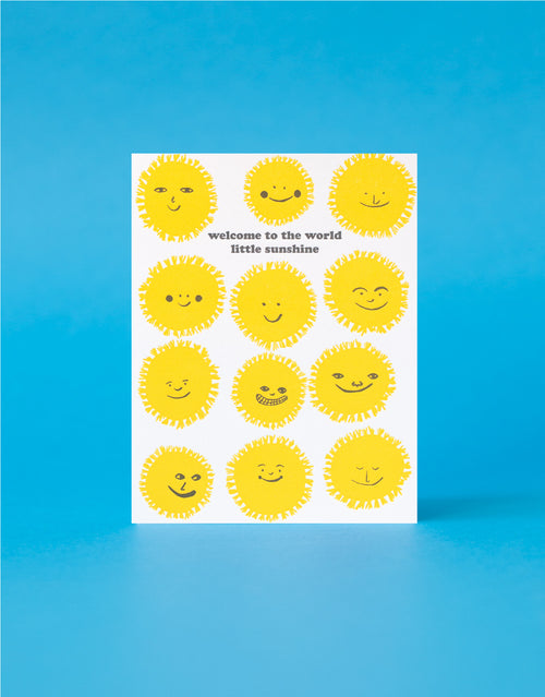 Welcome Sunshine Baby Letterpress Greeting Card