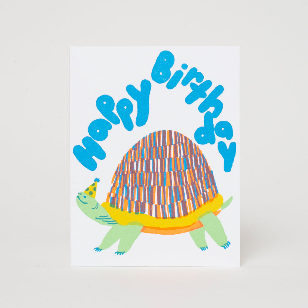 Party Turtle Birthday Letterpress Greeting Card