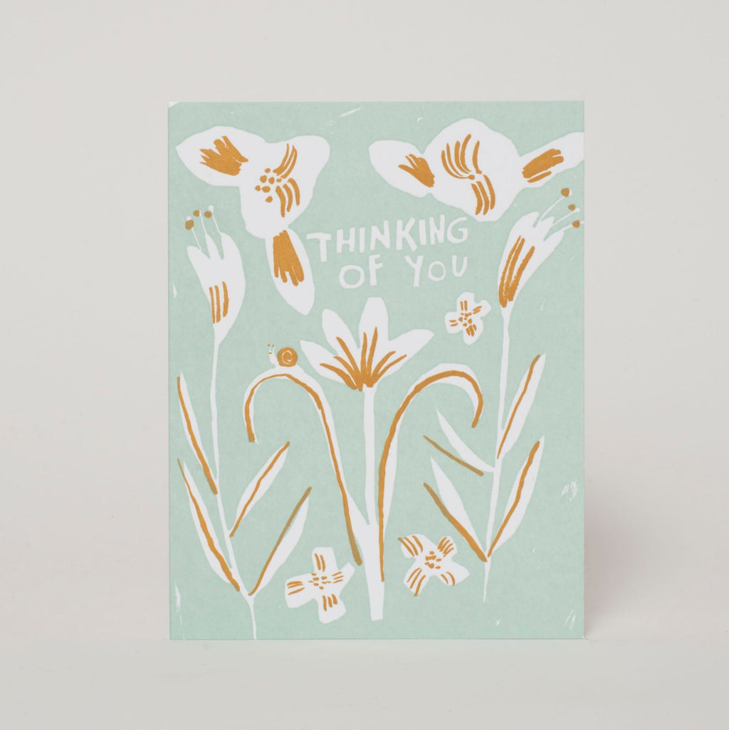 Thinking of You Lilies Sympathy Letterpress Greeting Card