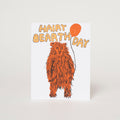 Hairy Birthday Bear Letterpress Greeting Card