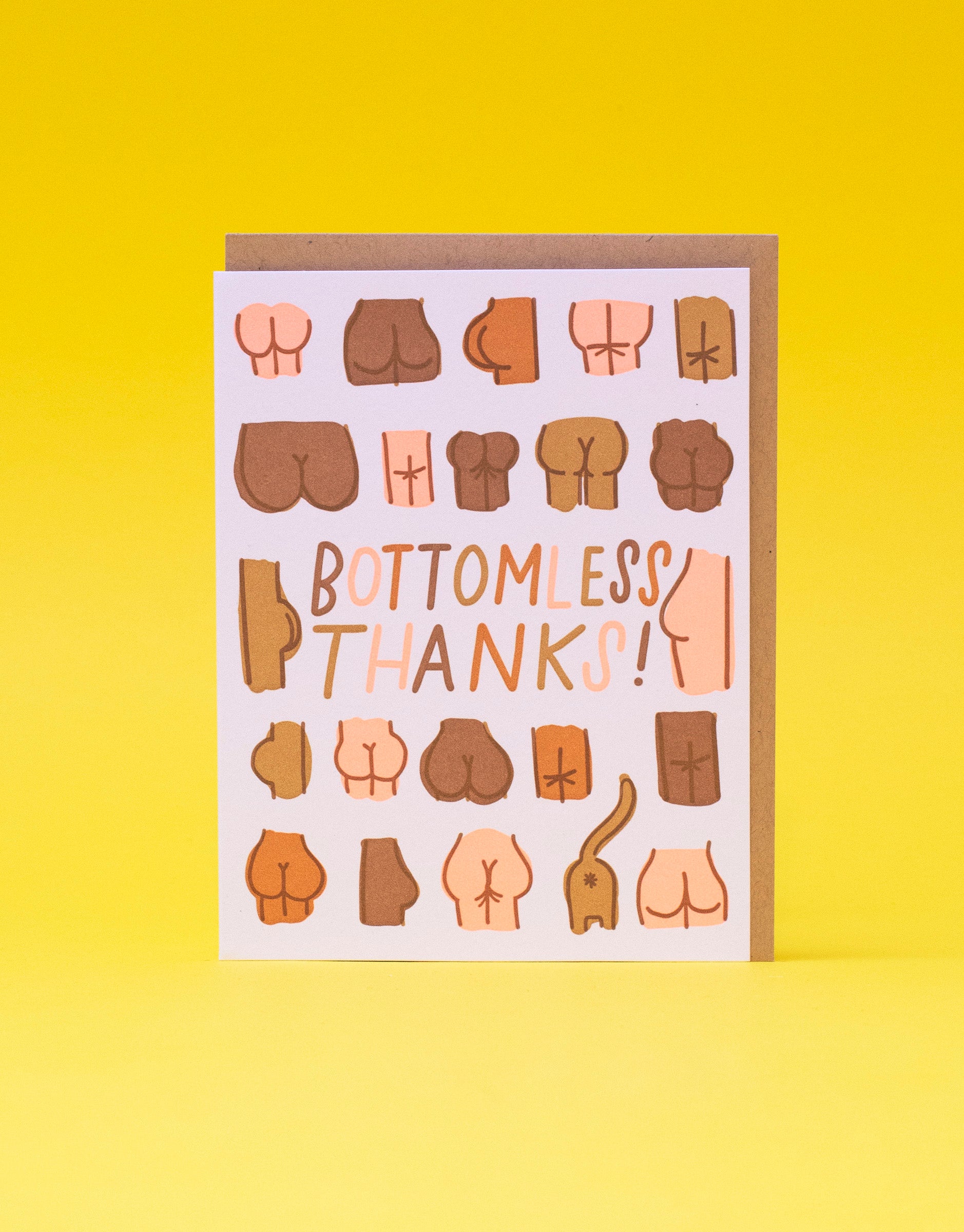Butts Thank You Punny Letterpress Greeting Card