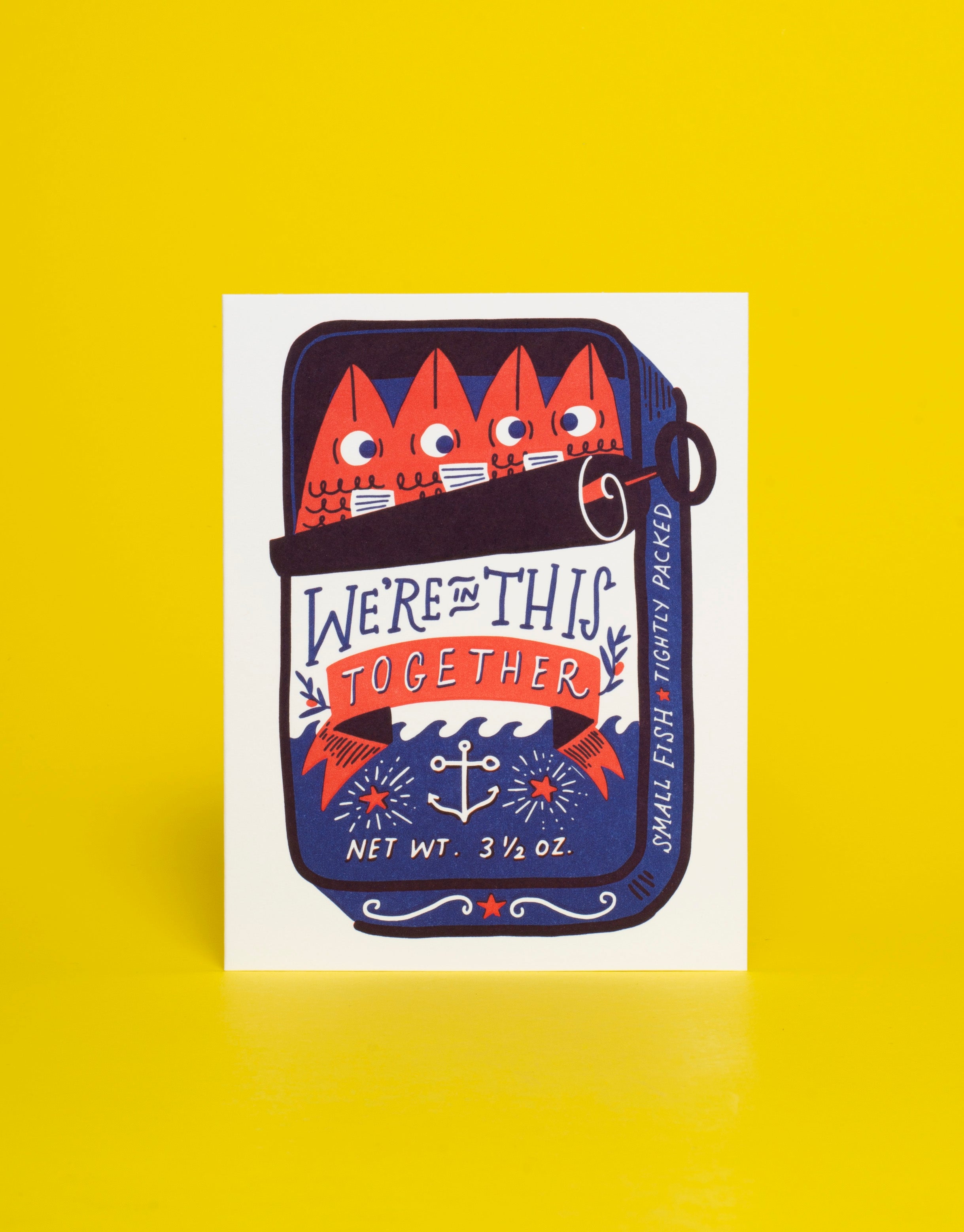 In This Together Sardines Letterpress Greeting Card