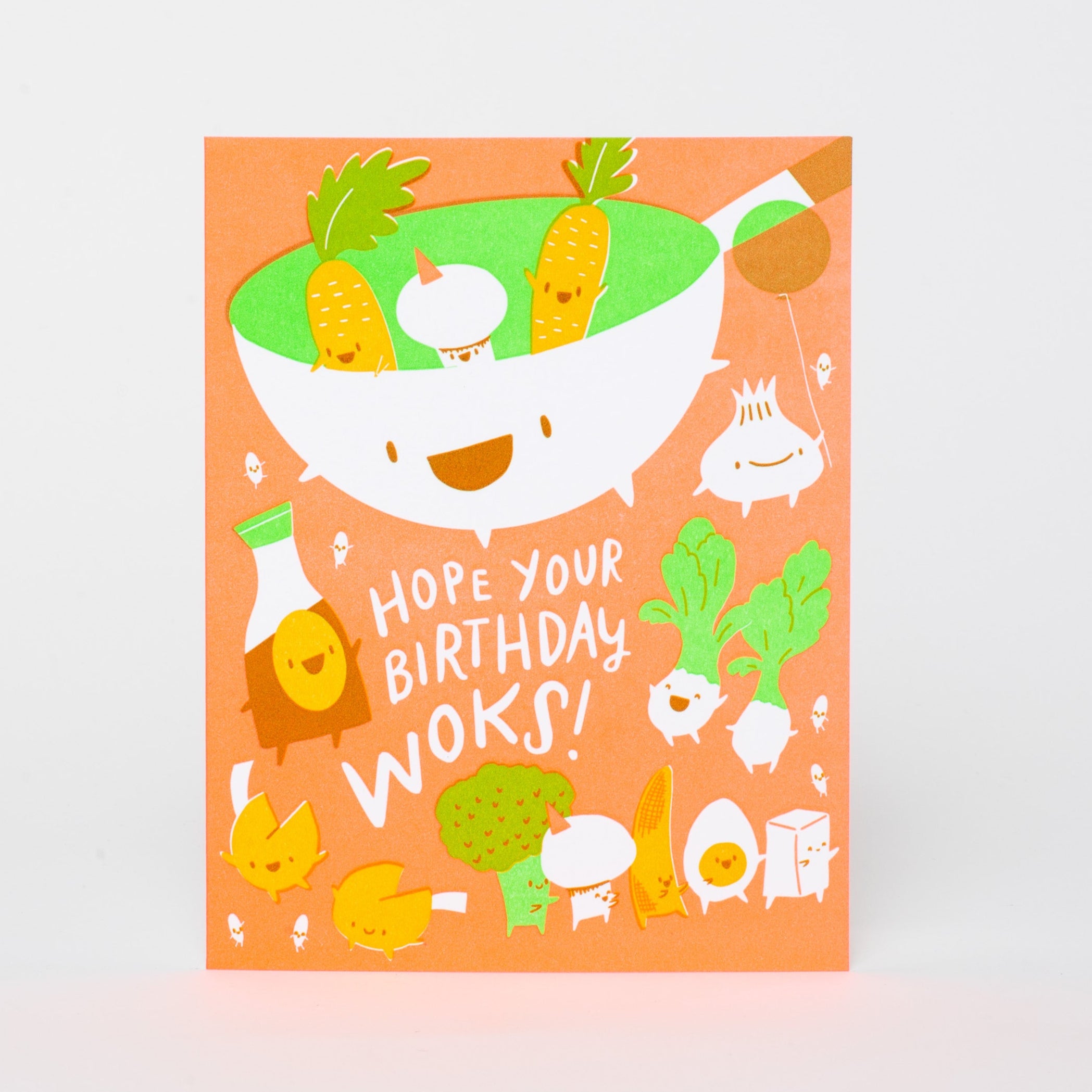 Wok Punny Birthday Letterpress Greeting Card