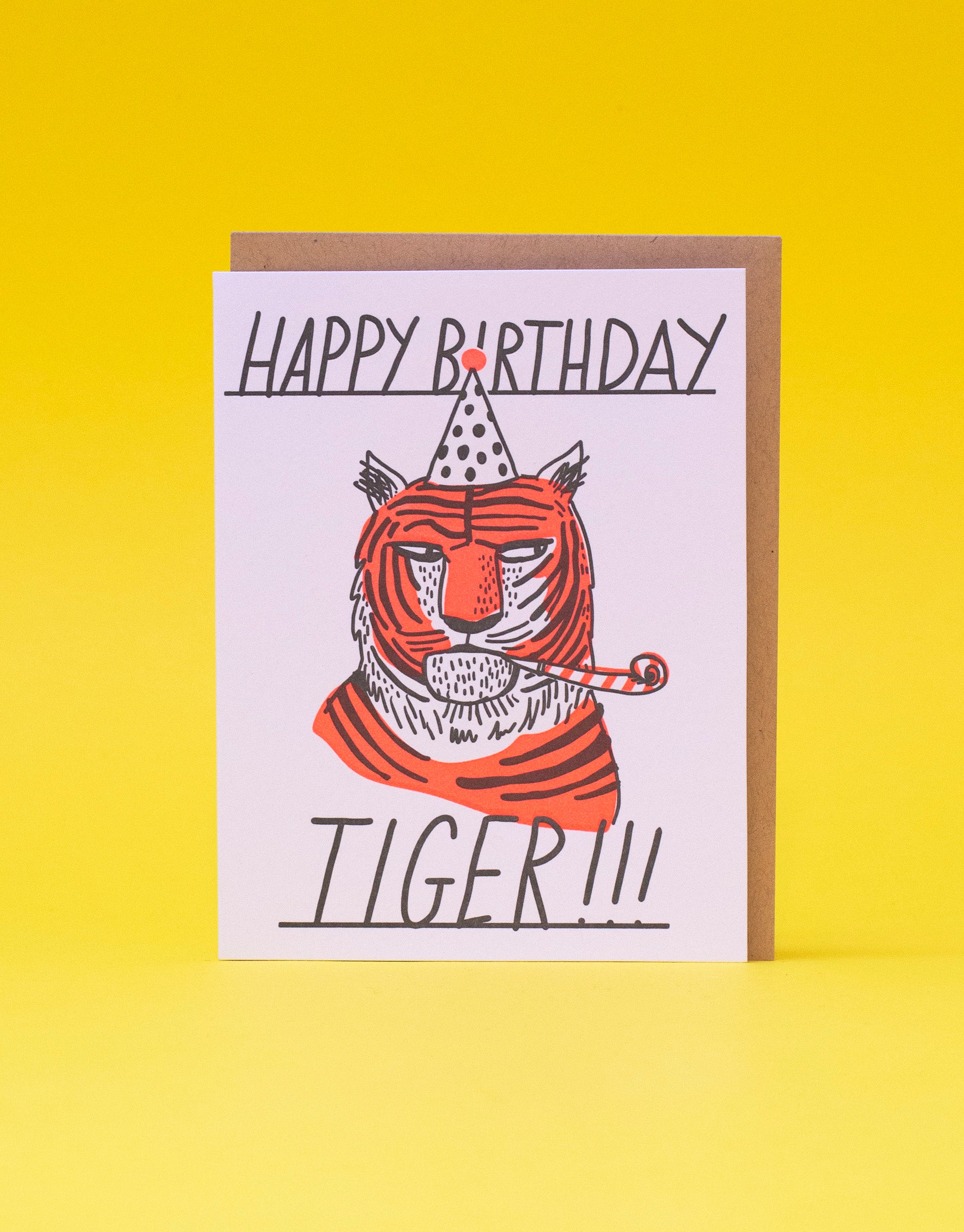 Tiger Side Eye Birthday Letterpress Greeting Card