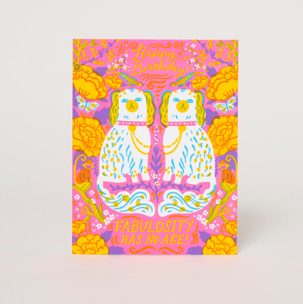 Fabulosity Birthday Spaniels Letterpress Greeting Card