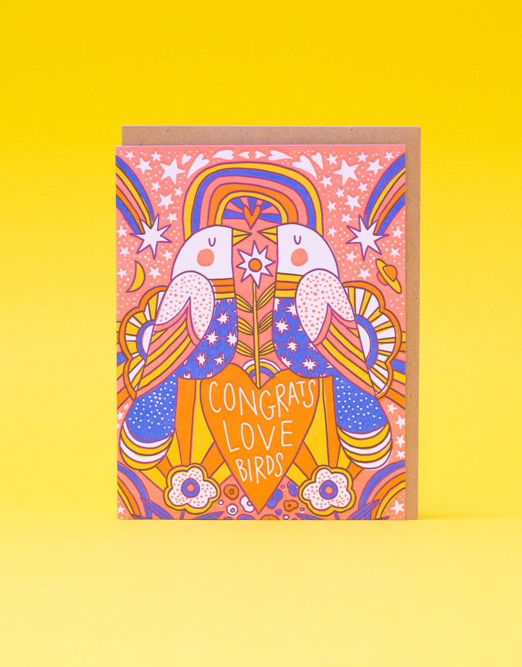 Love Birds Wedding Letterpress Greeting Card