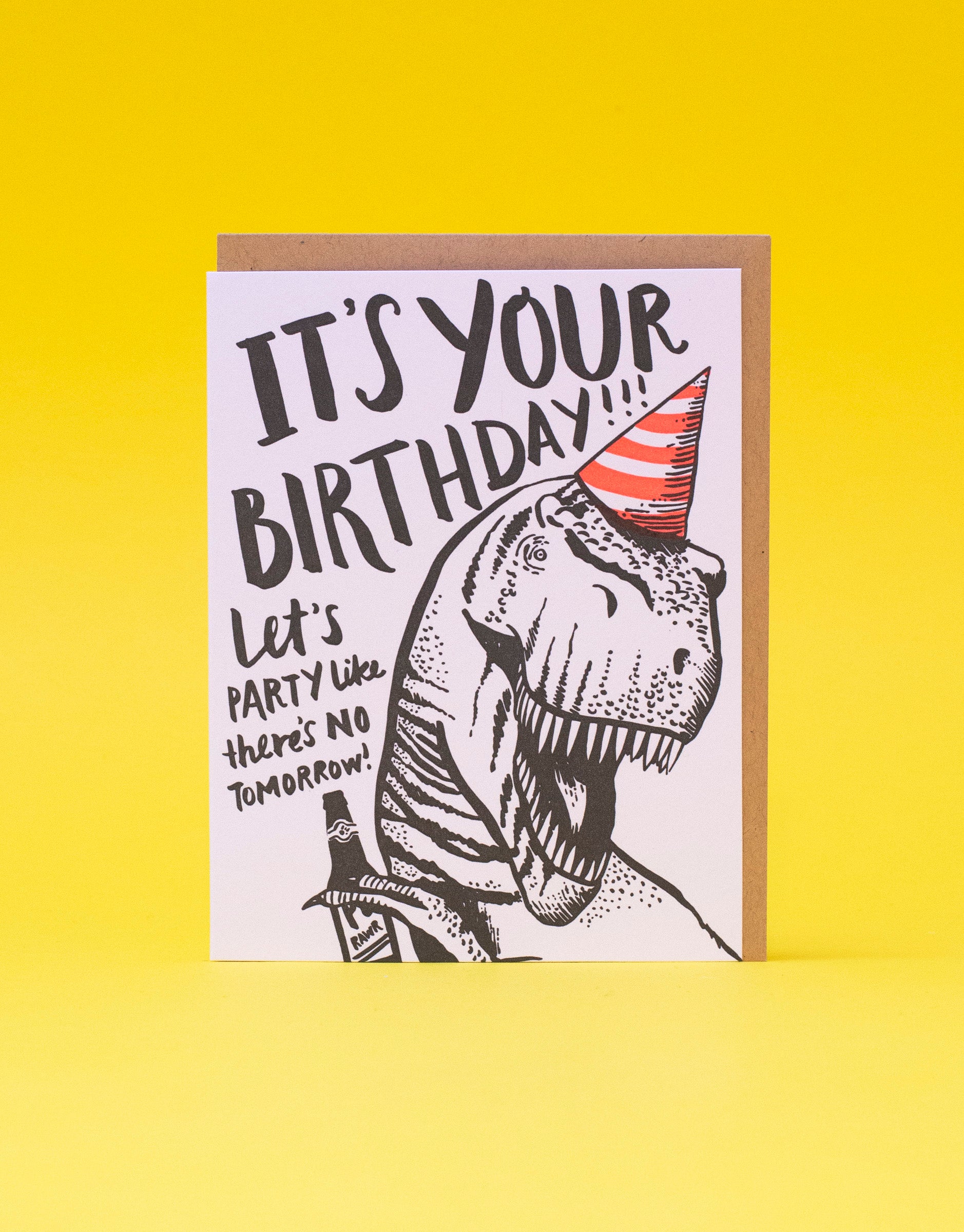 T-Rex Birthday Letterpress Greeting Card